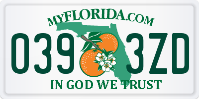 FL license plate 0393ZD