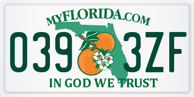 FL license plate 0393ZF