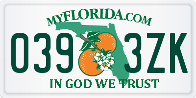 FL license plate 0393ZK
