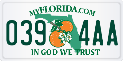 FL license plate 0394AA