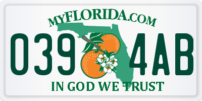 FL license plate 0394AB