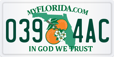 FL license plate 0394AC