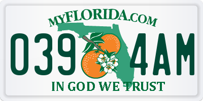 FL license plate 0394AM