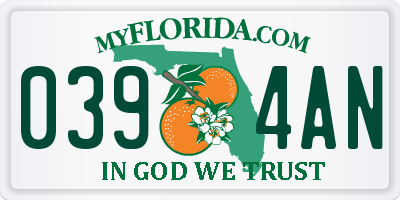 FL license plate 0394AN