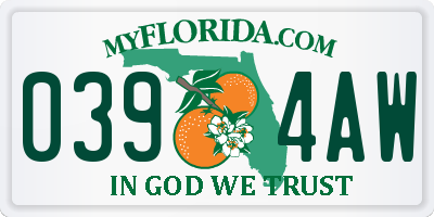 FL license plate 0394AW