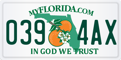 FL license plate 0394AX
