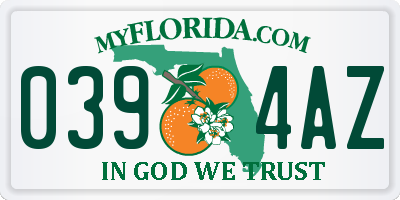 FL license plate 0394AZ