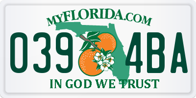 FL license plate 0394BA