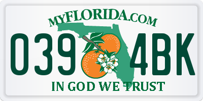 FL license plate 0394BK