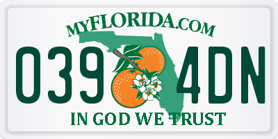 FL license plate 0394DN