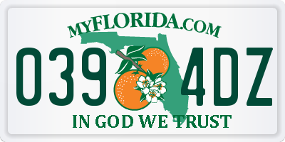 FL license plate 0394DZ