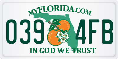 FL license plate 0394FB