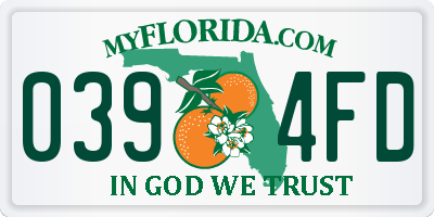 FL license plate 0394FD
