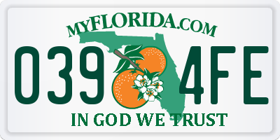 FL license plate 0394FE