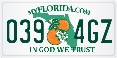 FL license plate 0394GZ