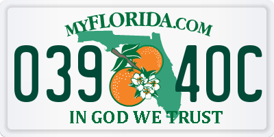 FL license plate 0394OC