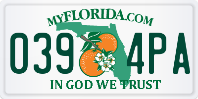 FL license plate 0394PA