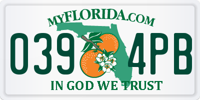 FL license plate 0394PB