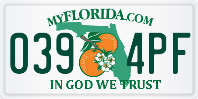 FL license plate 0394PF