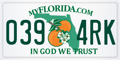 FL license plate 0394RK