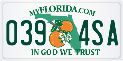 FL license plate 0394SA