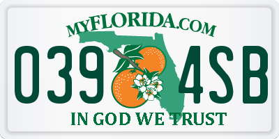 FL license plate 0394SB