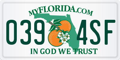 FL license plate 0394SF