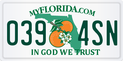 FL license plate 0394SN