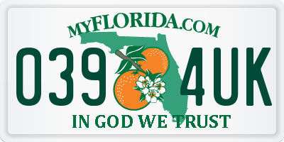 FL license plate 0394UK