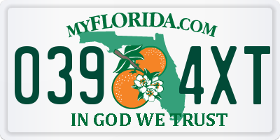 FL license plate 0394XT