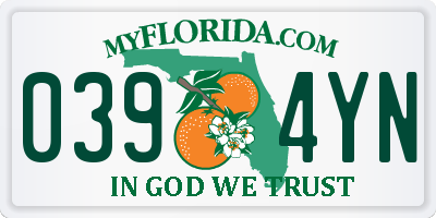 FL license plate 0394YN
