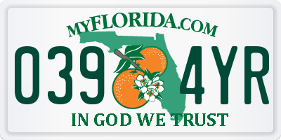 FL license plate 0394YR