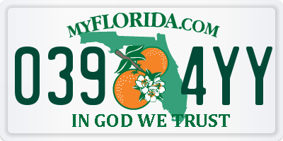 FL license plate 0394YY