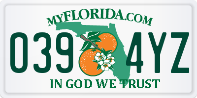 FL license plate 0394YZ