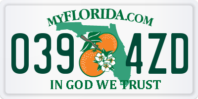 FL license plate 0394ZD