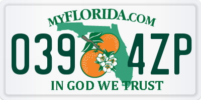 FL license plate 0394ZP