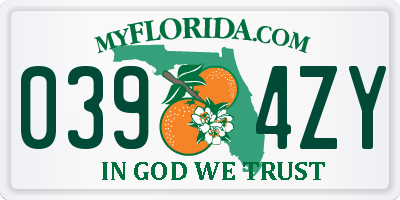 FL license plate 0394ZY