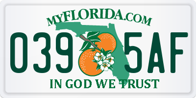 FL license plate 0395AF