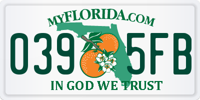 FL license plate 0395FB