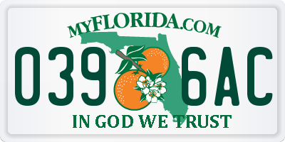 FL license plate 0396AC