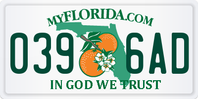 FL license plate 0396AD