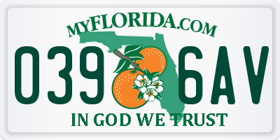FL license plate 0396AV