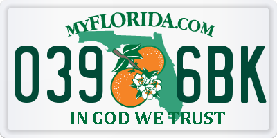 FL license plate 0396BK