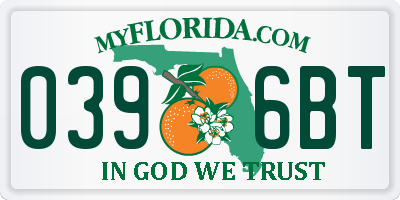 FL license plate 0396BT