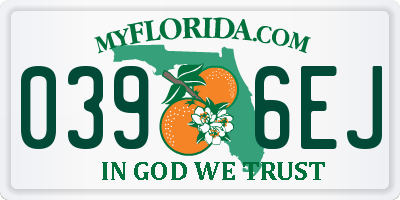 FL license plate 0396EJ