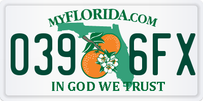 FL license plate 0396FX