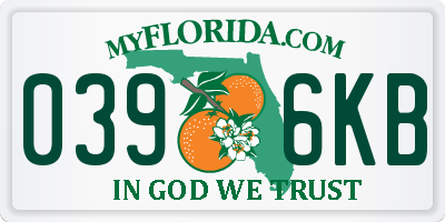 FL license plate 0396KB