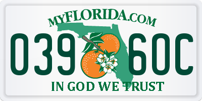 FL license plate 0396OC