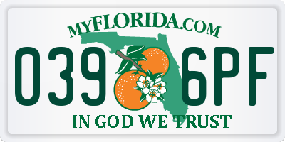 FL license plate 0396PF