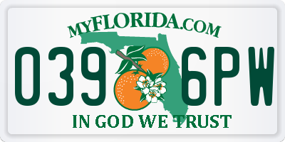 FL license plate 0396PW